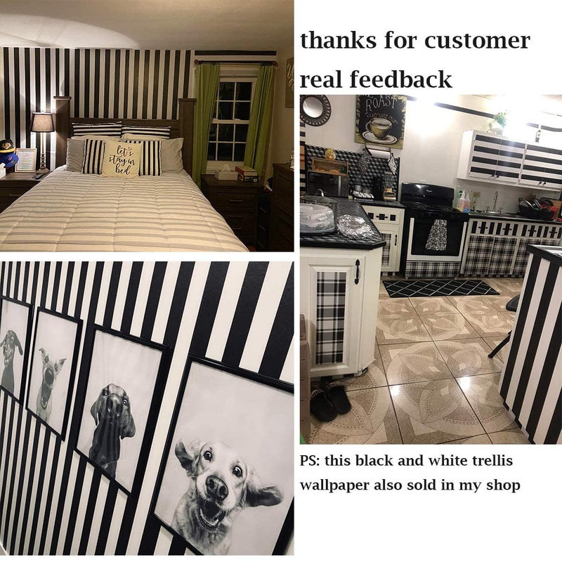 Guvana 197"x17.7" Black and White Stripe Contact Paper Peel and Stick Wallpaper Self-Adhesive Wallpaper Removable Contact Paper Modern for Living Room Bedroom Countertop Shelf Drawer Decor - Image 5